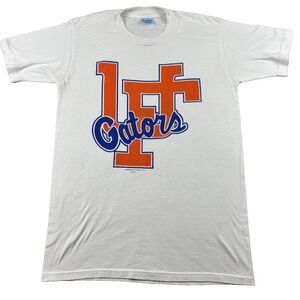 Vintage‎ 90's Florida Gators Football Stedman Shirt Medium White Single Stitch